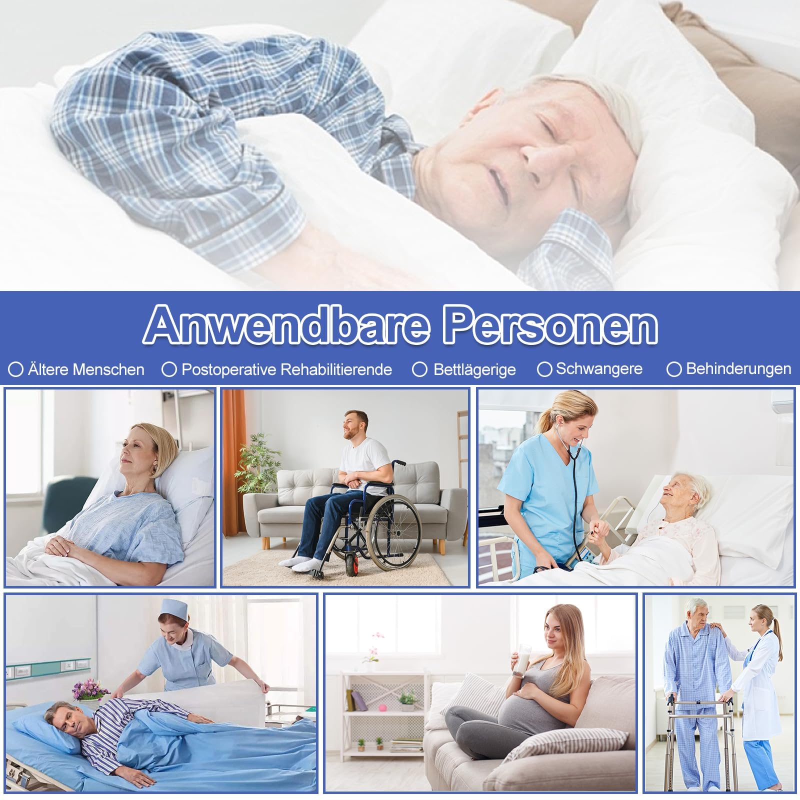 Colchón antiescaras con células de aire alternas, colchón antiescaras de grado I, incluye bomba, tiras de aire extraíbles, para hospital, hogar, cama médica (200 x 90 cm)