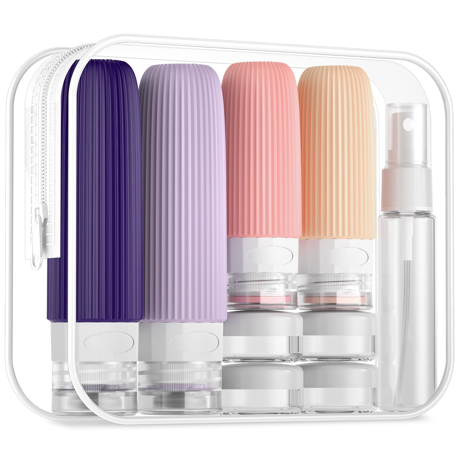 Mrsdry Travel Bottles for Toiletries, TSA Approved Travel Size Toiletries, Leakproof Refillable Containers for Toiletries, Silicone Travel Containers Set