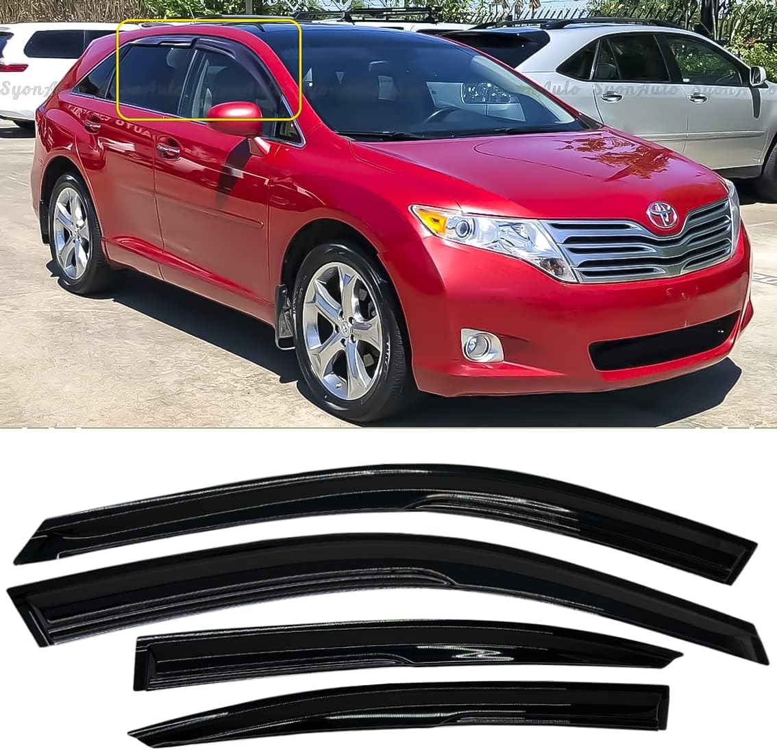 FITS 2008-2017 Toyota VENZA JDM 3D Wavy Mugen Style Window Visor RAIN Guard Vent Deflector