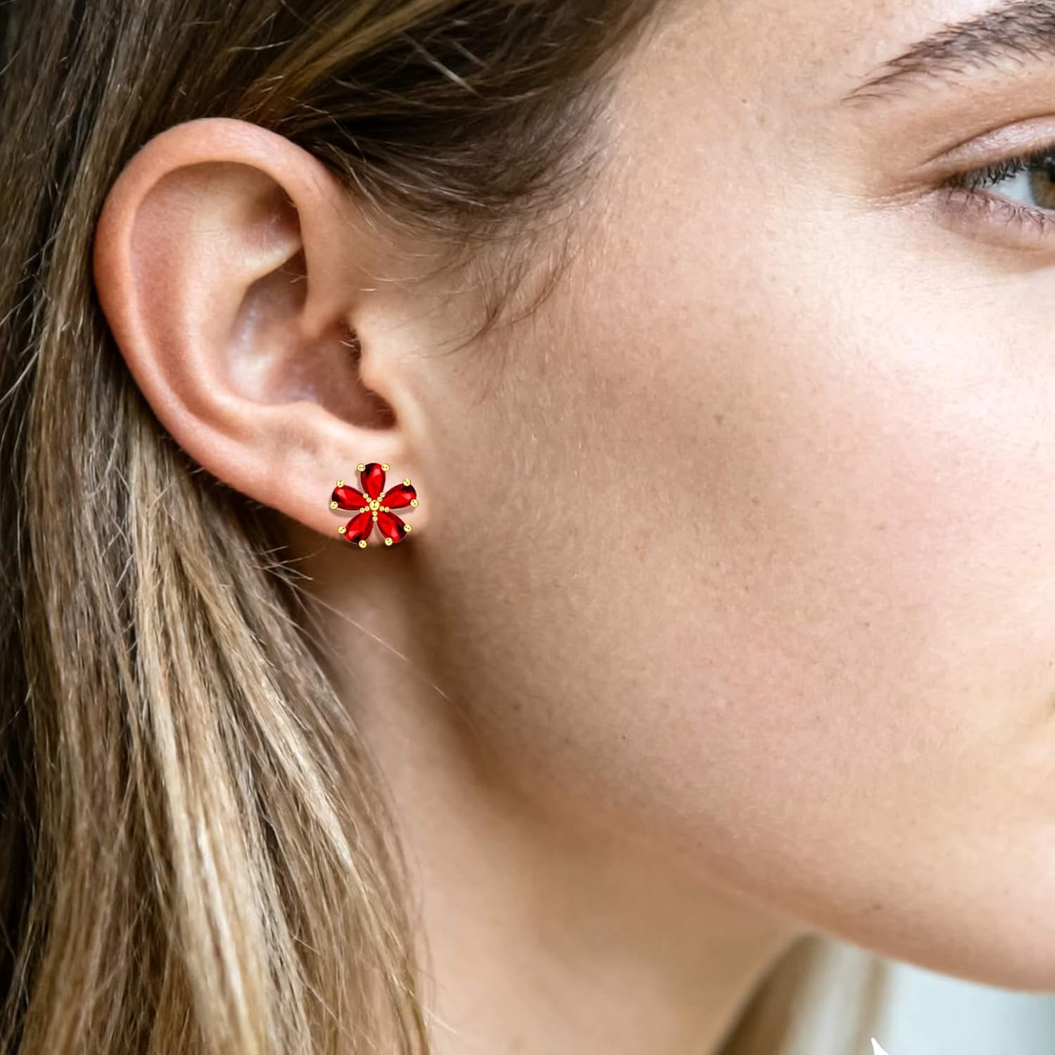 925 Sterling Silver post Crystal Flower Stud Earrings for Women Hypoallergenic 14K Gold Plated Small Cute Blossom Jewelry Dainty Gifts for Women - Image 3