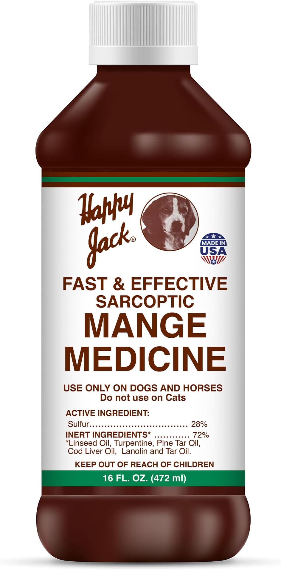 HAPPY JACK Mange Medicine & Treatment for Dogs & Horses - Brings Soothing Itch Relief to Severe Mange, Fungi, Allergies, Eczema & Most Dog Skin Irritation (16 oz)