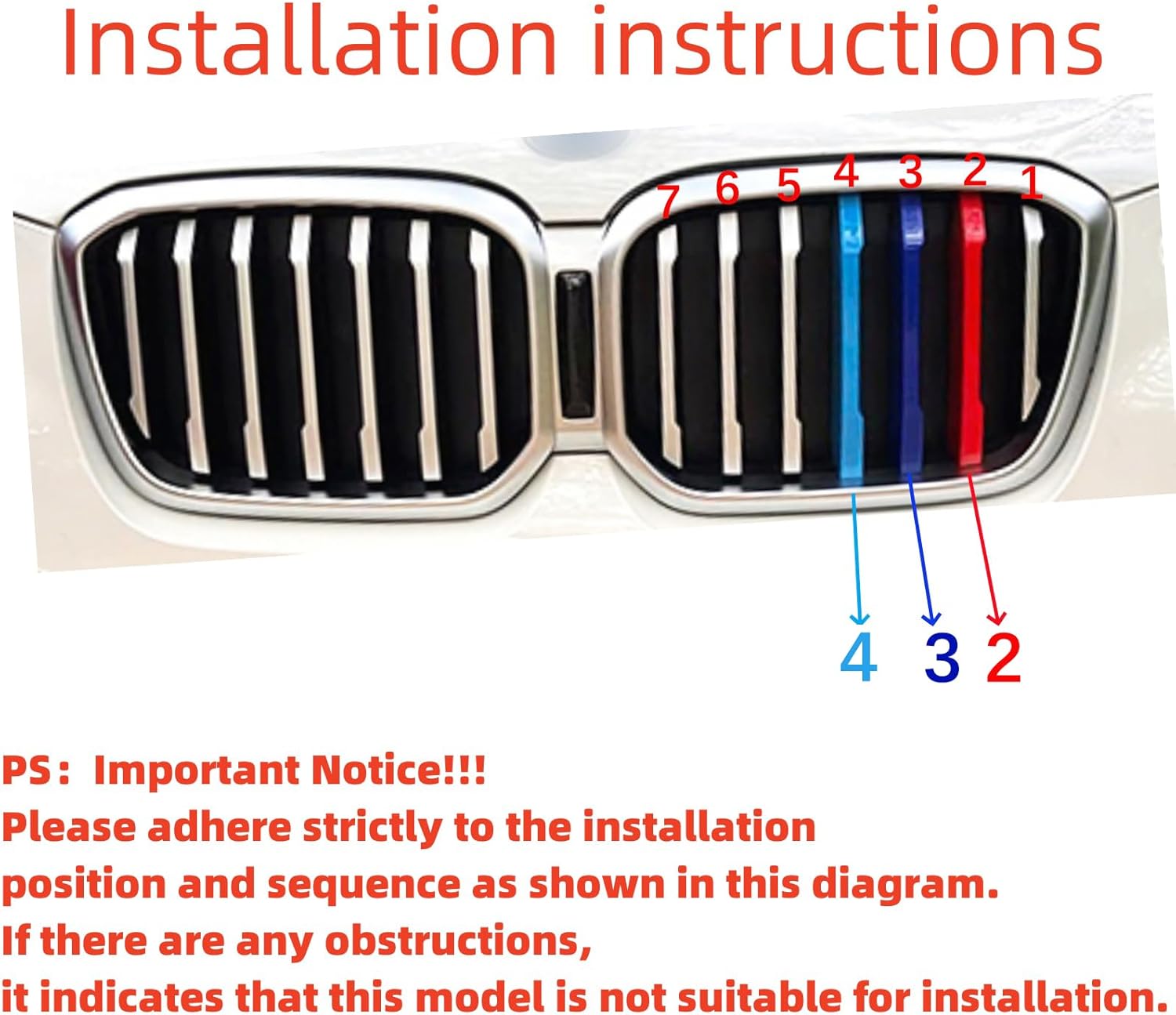 Automotive Grill Inserts for BMW X3 G01 2022-2024(NOT for AWD) 7-Beam, Front Grille Accessories