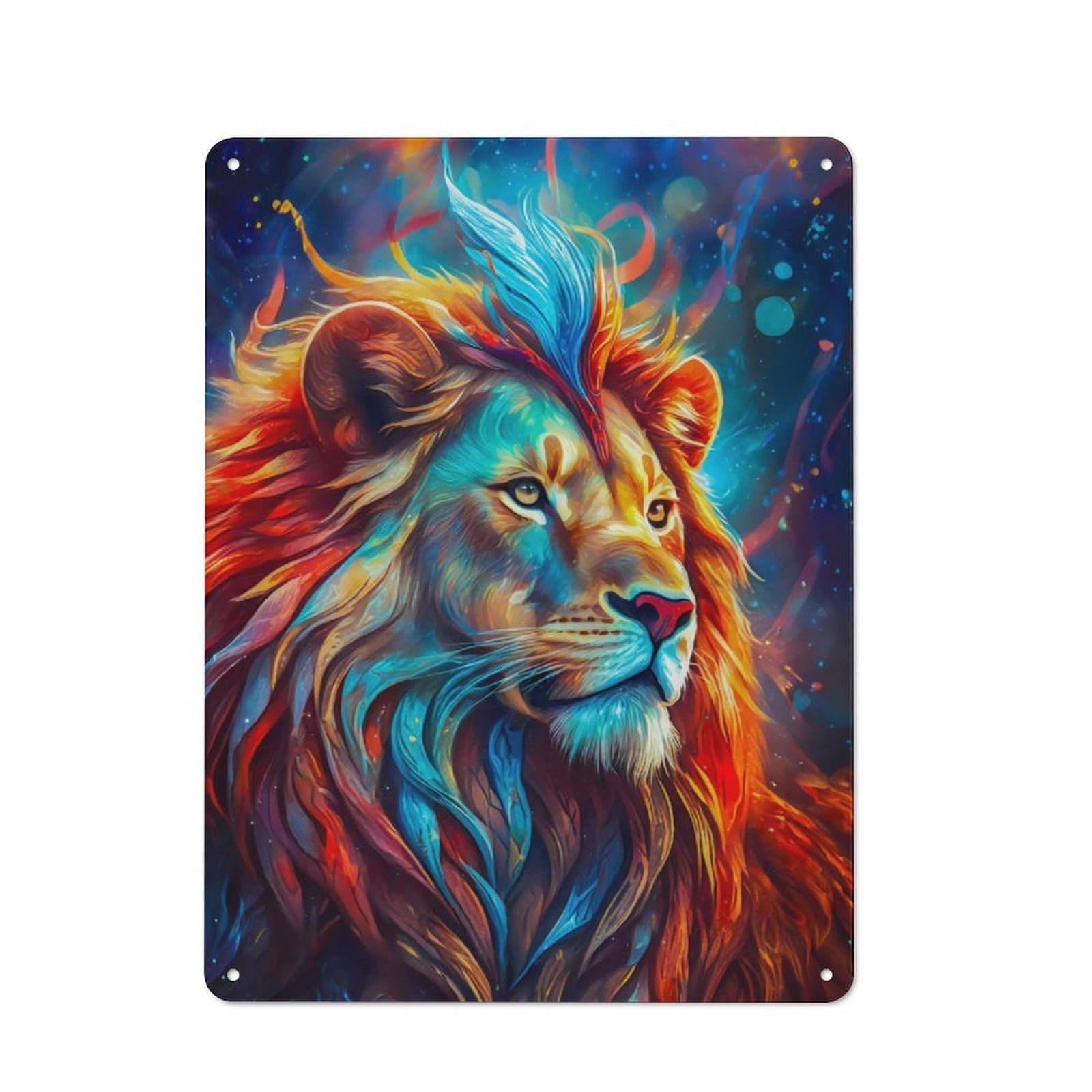 Junmoney Close Up Of Mystic Lion Metal Sign 40X30cm With For Pub Or Café, Retro Decor, For Vintage Wall Decor Fans, For Garage And Workshop Walls