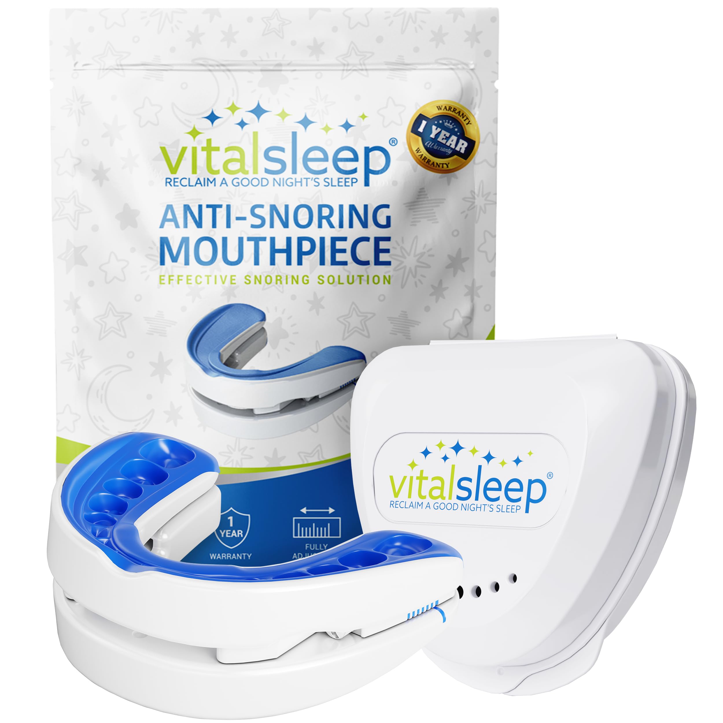 VitalSleep Anti Snoring Mouthpiece for Women – Adjustable Anti-Snoring Device with Custom Fit – FDA-Cleared Snore Guard for Comfortable Sleep – Moldable Mouthpiece, Small Size, Made in USA