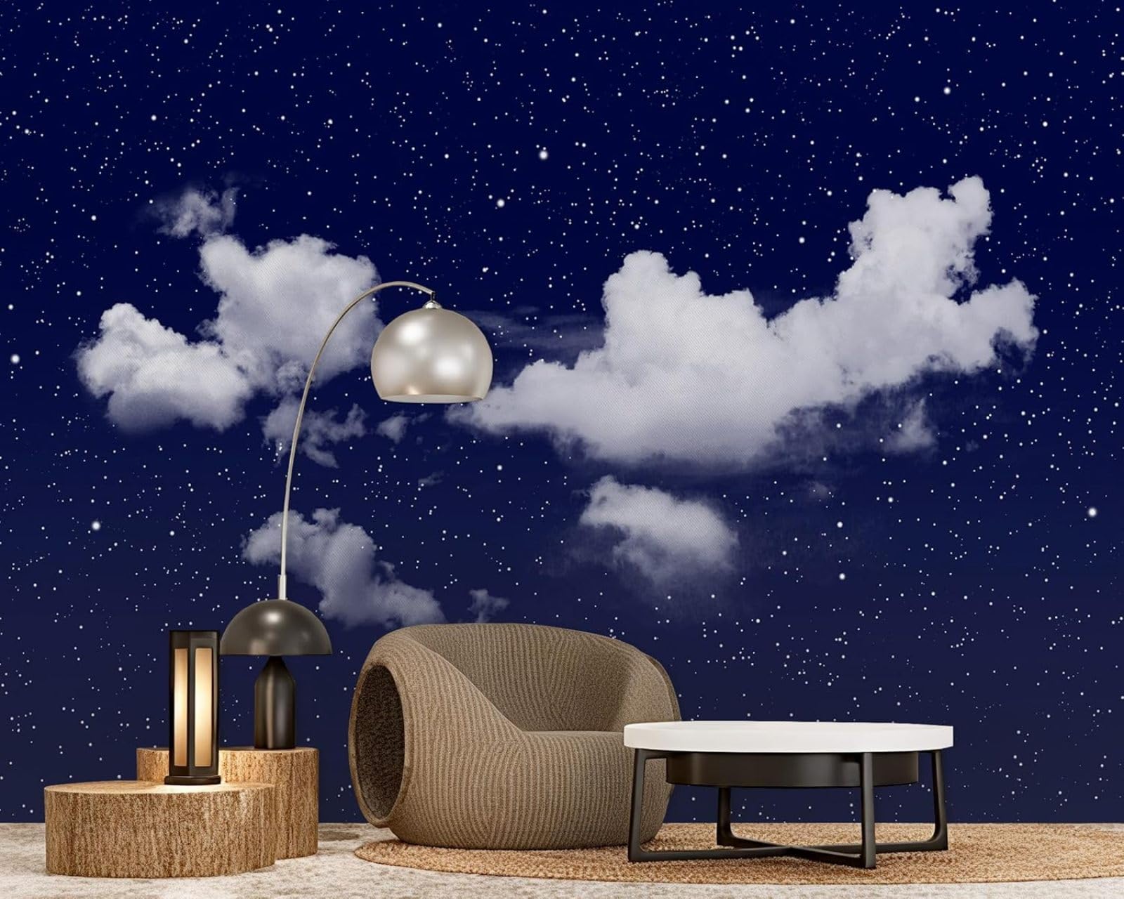 hgjdjhnf Photo Wallpaper Stars and Clouds Night Sky Starry Sky ModernLiving Room Bedroom Children's RoomDecoration Motif Wallpaper,250cmx175cmSticker - Background- Painting - Poster