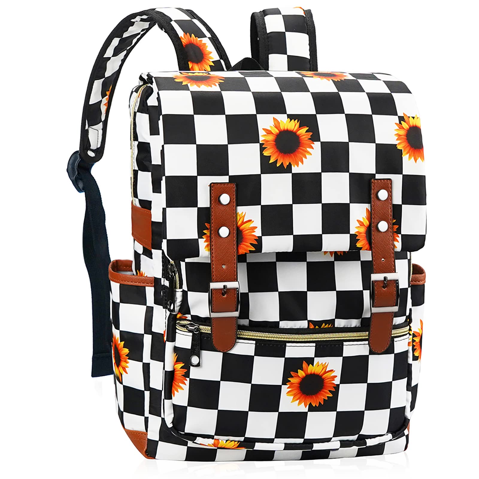 MCWTH Vintage Laptop Backpack for Women Men, 15.6 Inch Slim School Bags with USB Charging Port for College Students Bookbag