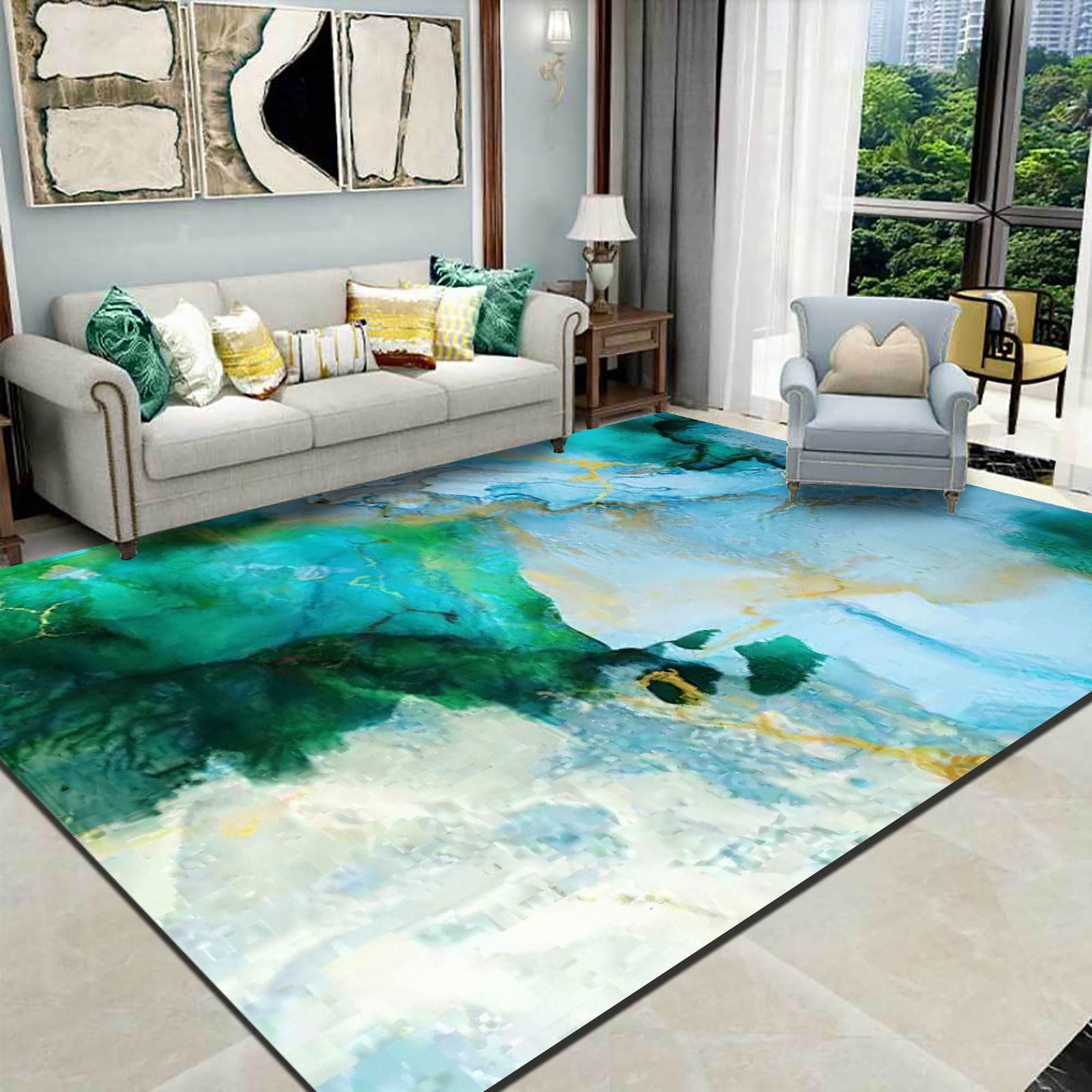 Tapis lavable et antidérapant vert doux pour entrée