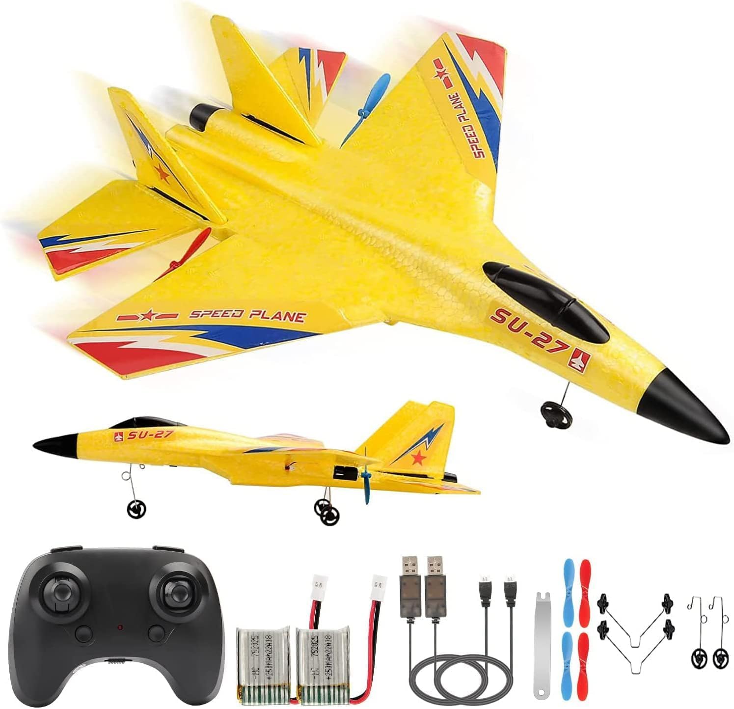 RC Plane Remote Control Glider Airplanes 2.4 GHZ 2 Channels, Easy to Fly RC Fighter, Remote Control Aircraft with Automatic Balance Gyro for Adult Kids Beginner