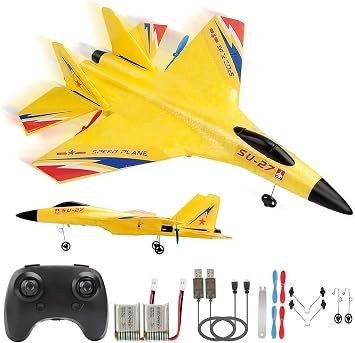 SU27 RC Fighter Plane Beginner Friendly RC Airplane 6-Axis Auto-Stabilizer Remote Control Glider Aircraft Ready to Fly Crash Resistant 2 Batteries