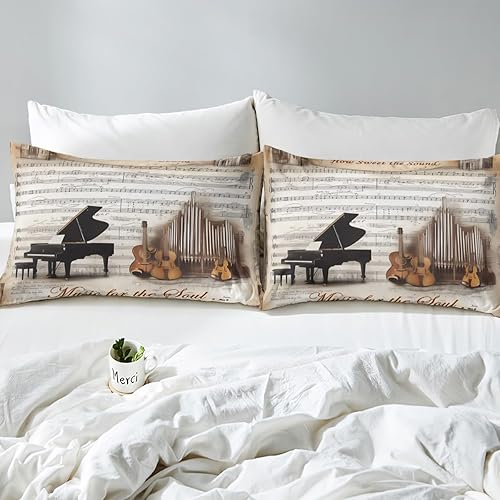 Miniatura 5 de Castle Fairy Sábana bajera ajustable de violonchelo de piano tamaño matrimonial, sábanas de 3 piezas para niños y niñas, decoración de habitación de