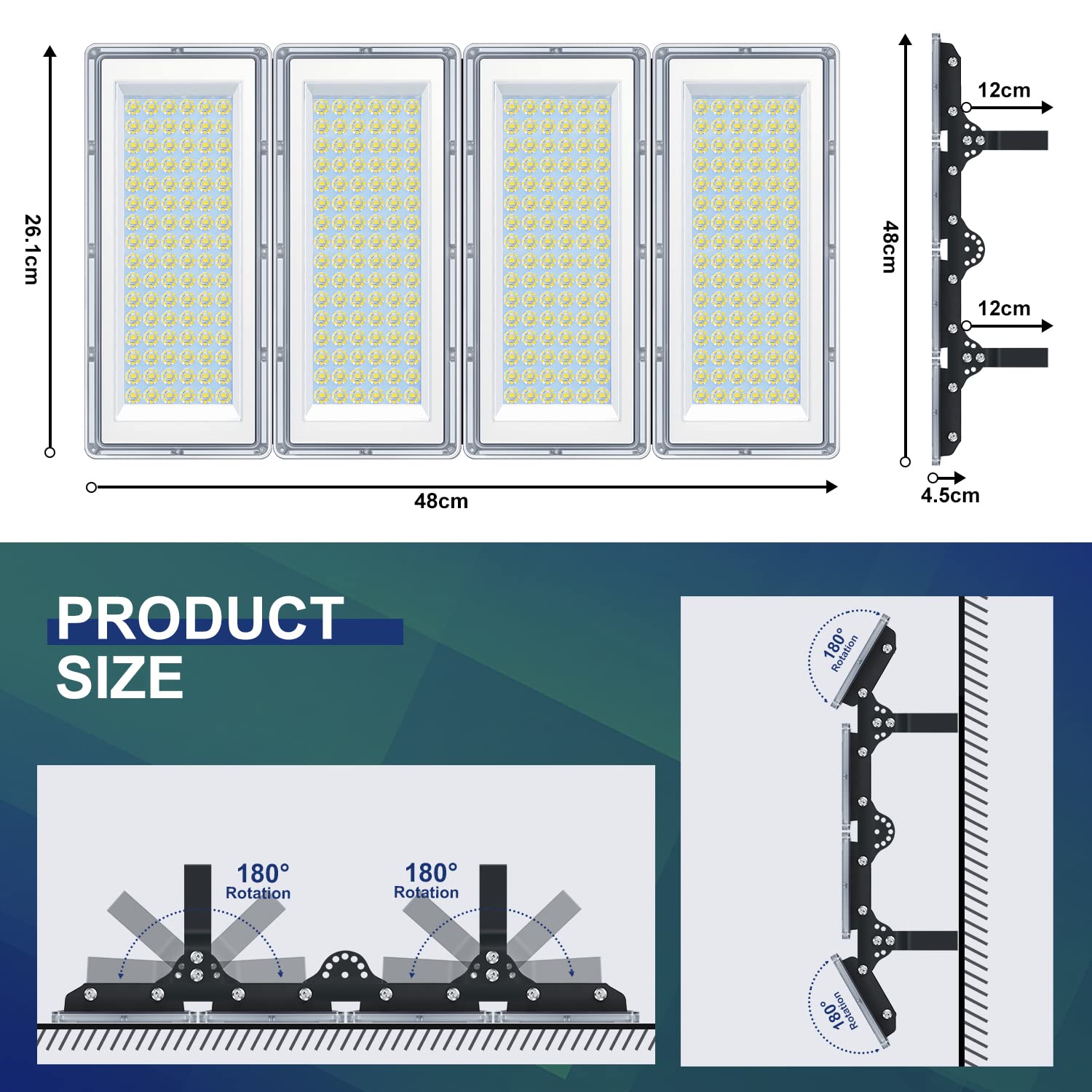 YIQIBRO LED Strahler Außen 400W,LED Scheinwerfer 85-265V für Garten 2 Stück | 10000LM Fluter Außen mit Trafo, Aussenstrahler Wasserdicht IP67, 6500K Kaltweiß Außenstrahler für Garage, Fabrik, Sportplatz