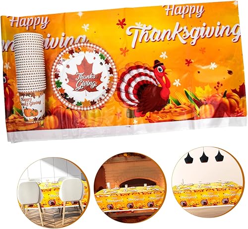 Miniatura 7 de LALAFINA 4 Sets Holiday Decorations Pumpkin Table Cover Maple Leaves Drinking Cup Autumn Fall Leaf Table Cover Fall Pumpkin Decor Ocean Decorations