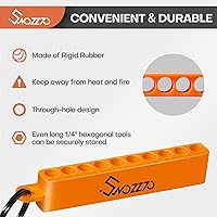 Vista 3 de 6 piezas soportes naranjas de puntas de destornillador de 10 agujeros con mosquetón, organizador de almacenamiento de taladro hexagonal de 1/4