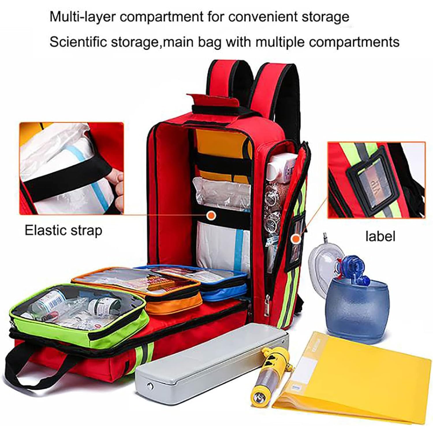 Bolsa para botiquín de Primeros Auxilios, Bolsa de Emergencia médica, diseño Reflectante por la Noche, para EMT, Enfermeras, médicos tácticos, atención domiciliaria,Azul