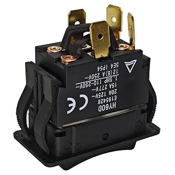 HY60D Rocker Switch - RET-EXT 20A 125VAC 4Pin Pushbutton Switch, (ON)-Off-(ON) Push Button Switch HY60D E195428