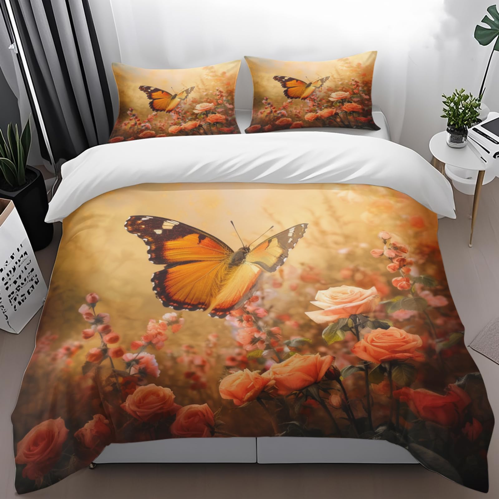 Housse de couette 240x260 rose orange parure de lit microfiche durable