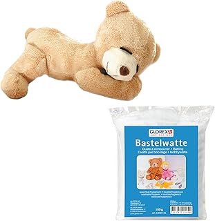 Glorex 04528- 1K - Complete Set Cuddly Toy for Stuffing Yourself, Sleeping Bear Max, Approx. 26 cm, Includes 100 g Cotton Wool, for Crafts and Cuddling