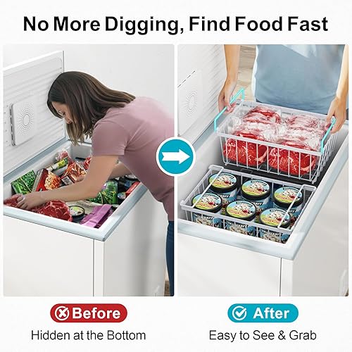 Miniatura 2 de iSPECLE Contenedores organizadores de pecho para congelador, paquete de 8 organizadores apilables para congelador de 5 a 7 pies cúbicos y congelador