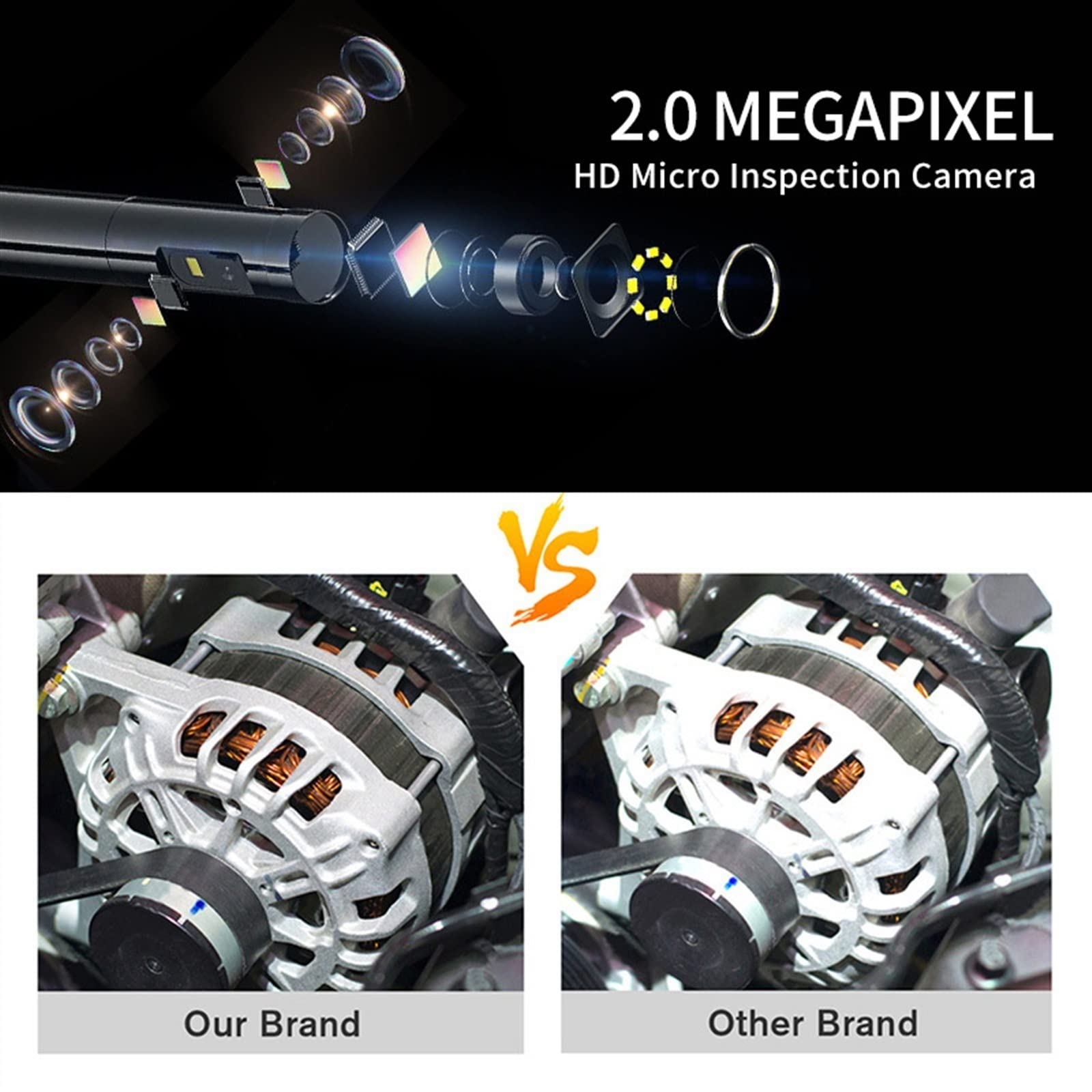 Telecamera industriale 1080P for endoscopio Wifi a tripla lente con telecamera for ambito automobilistico flessibile leggero for tubo di scarico del condotto fognario(1m)