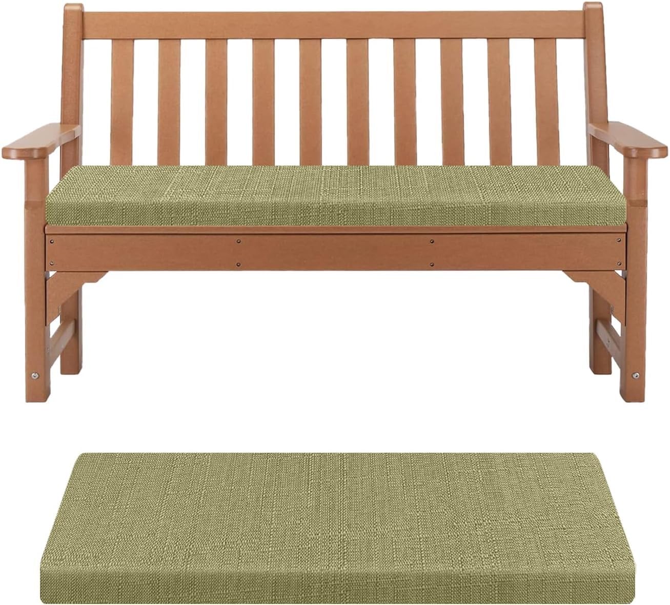Coussin en lin vert pour banc avec mousse épaisse de 5 cm