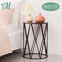 Vista 4 de Y&M Juego de 3 mesas auxiliares redondas de alta resistencia, mesa auxiliar para uso multifuncional en interiores, taburete de jardín decorativo al