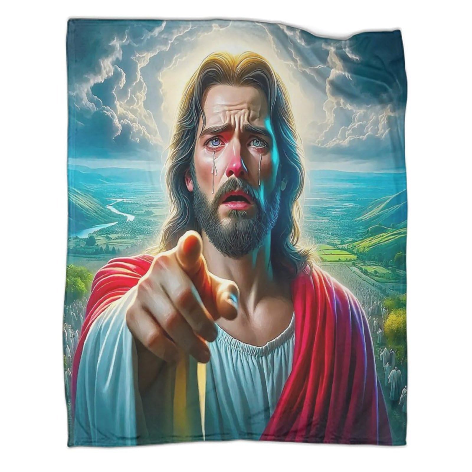 Couverture Jésus plaid flanelle 3D idée cadeau pour adultes