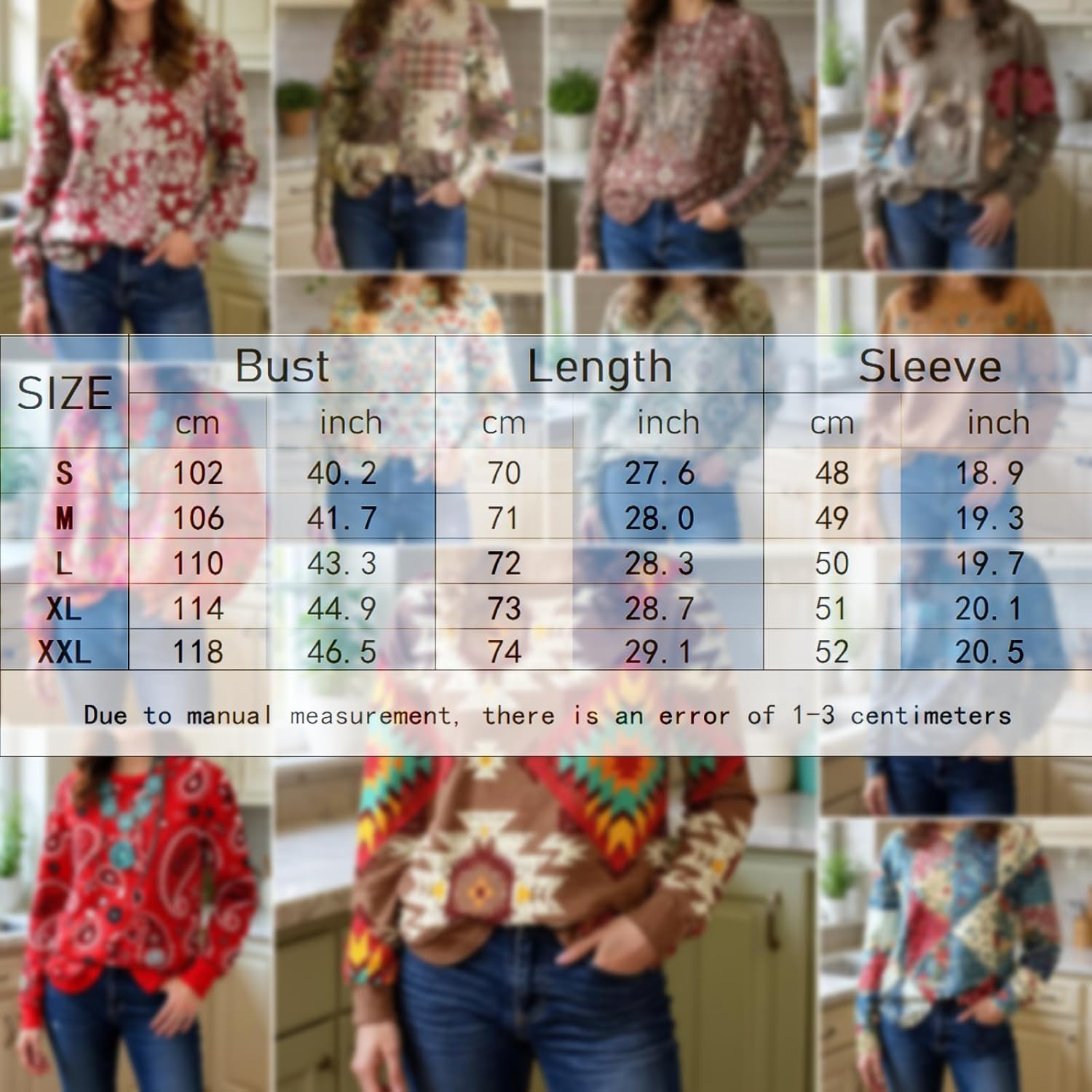 Womens Vintage Graphic Pullover Tunic Top Casual Loose Long Sleeve Crewneck Boho Sweatshirts - Image 4