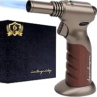 inZaynity Dual Flame Butane Torch Lighter - Refillable Adjustable Handheld Blowtorch for Cooking, Soldering, Resin Art with Ignition Lock & Gift Box