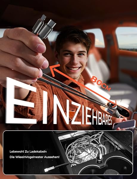 LISEN 84W Zigarettenanzünder USB C Einziehbares Auto Ladegerät Adapter, 2026 Personalisierte Geschenke für Männer Frauen, Vatertagsgeschenke für Papa, Auto Zubehör Camping Gadget für iPhone 17 Pro Max - 2