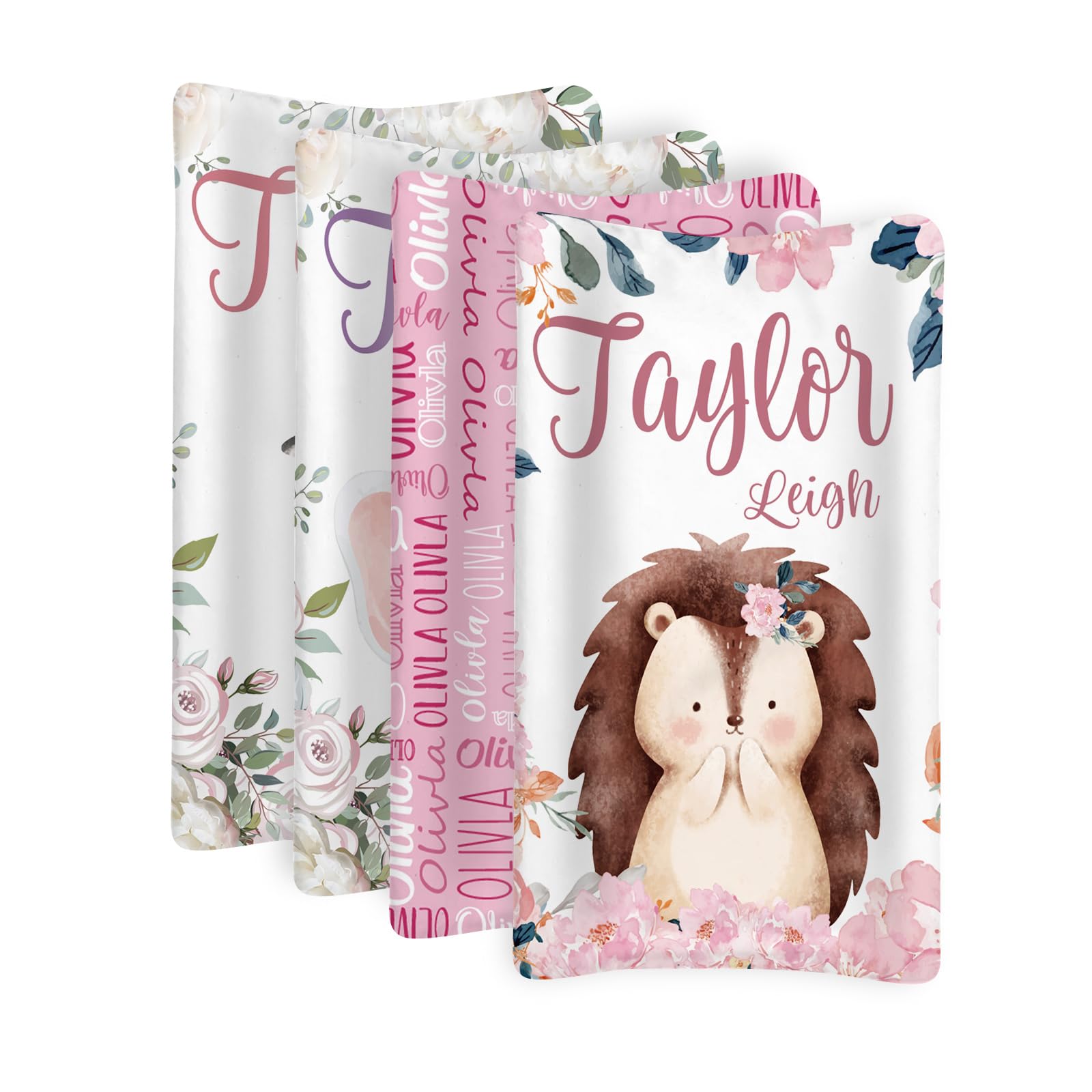 Custom Changing Pad Cover Set - Jersey Knit Comfy CozyUltra Soft Unisex Diaper Changing Table Covers with Personalized Name for Baby Boys Girls - Waterproof Ultra Soft 4 Pcs Set Style19