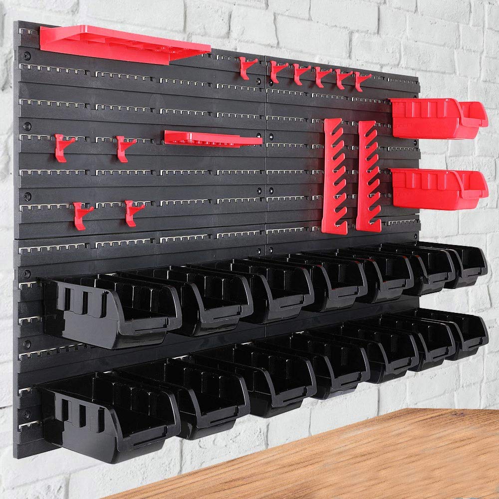 Bakaji Panneau Mural avec boîte de Rangement et Support pour Outils, Plastique Rigide, Multicolore, 95 x 54 cm