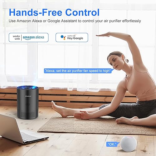 Miniatura 5 de Chuboor Purificadores de aire para dormitorio con control Wifi Alexa, luz de calidad del aire PM 2.5, purificadores de aire para el hogar,