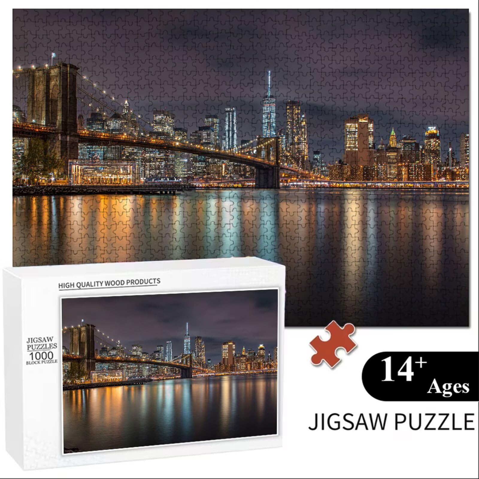 Puzzle 3000 Pezzi - Città & Ponte - Puzzle in Legno Durevole con Lettere sul Retro - 111x87cm - Hobby Creativo Senza Polvere - Articolo per Collezionisti e 14 Anni in Su P3#633