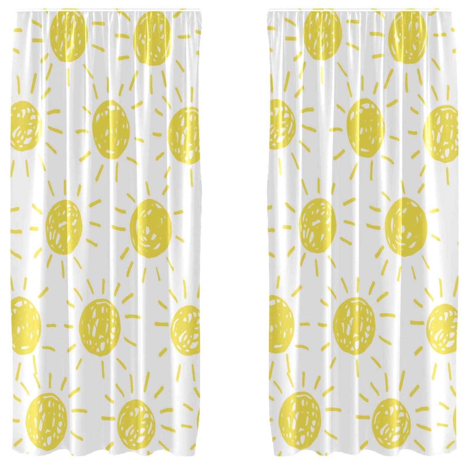 Cortinas amarillas ligeras de 55x84 ideales para iluminar salones modernos