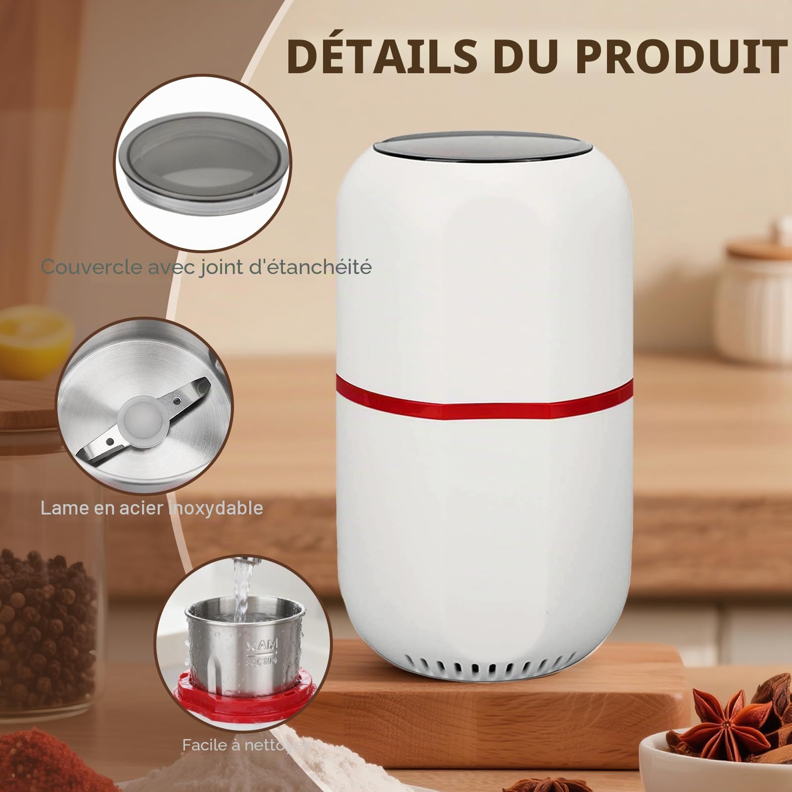 Broyeur électrique, Pulvérisateur De Pilules électrique, Petite Poudre Fine En Acier Inoxydable, Pulvérisateur électronique à Usage Domestique Blanc(UE)