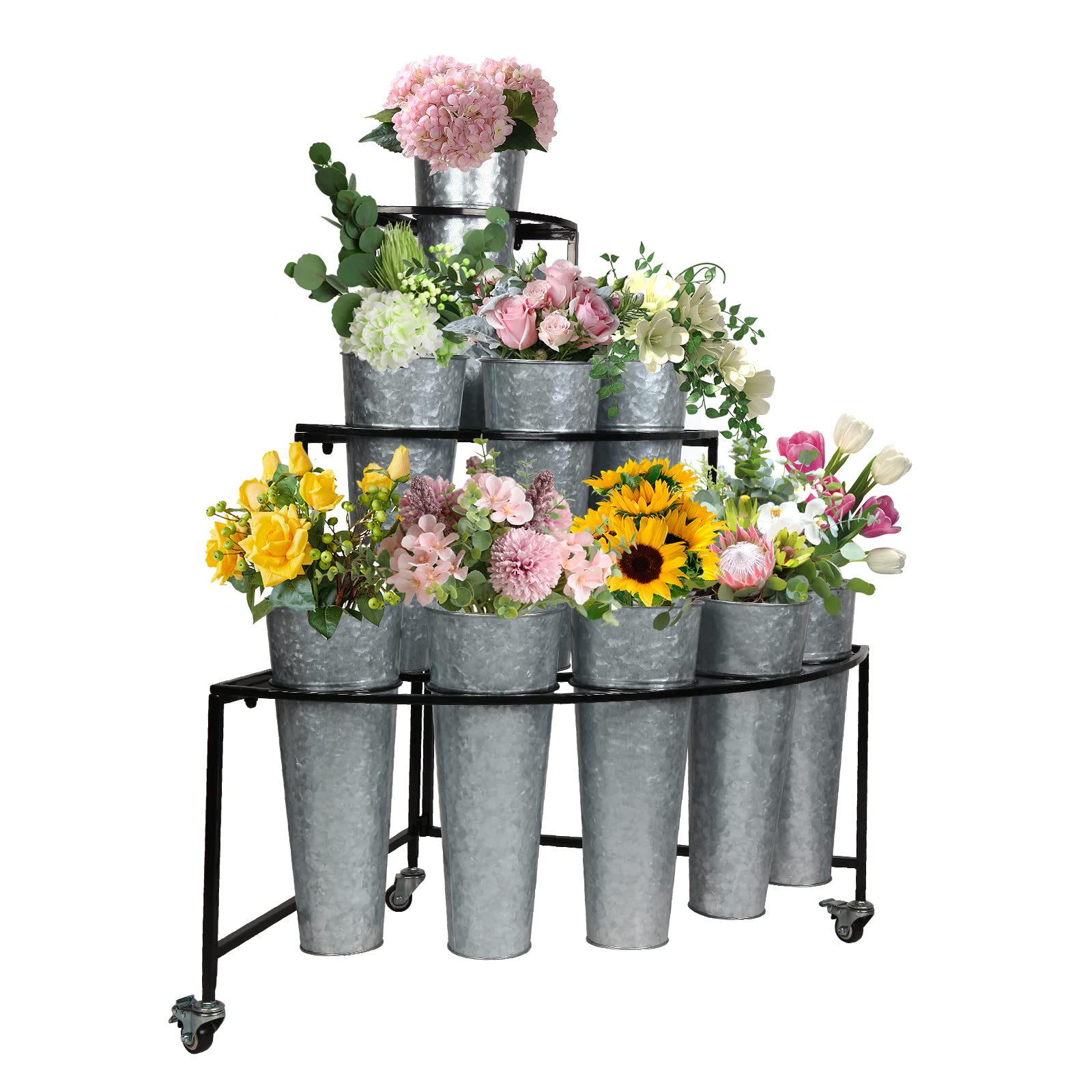 Présentoir à fleurs pour balcon et salon chariot de plantes avec seaux