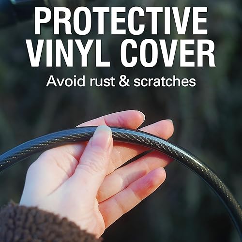 Miniatura 4 de MARQUE Cable de bloqueo de bicicleta de combinación recta, 38 pulgadas (5 pies, 10 pies, 15 pies, 25 pies), bloqueo de combinación reiniciable,