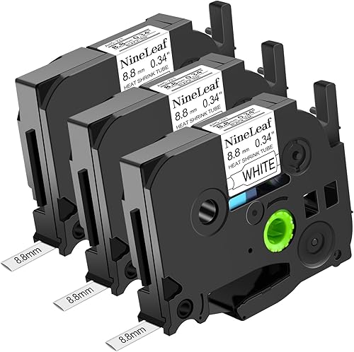 NineLeaf 3 x Kompatibel mit Brother Schrumpfschlauch Etikettenband 8,8mm HSe-221