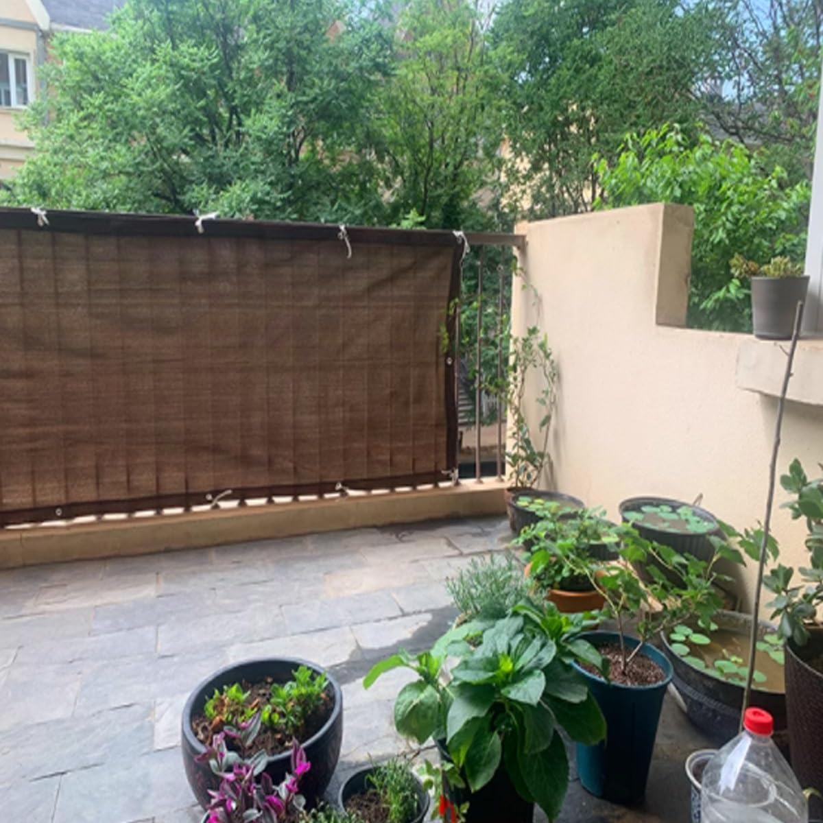 Tela de malla transpirable con 90 % de protección UV, para balcón, jardín y césped, fácil de colgar, 6 x 10 m, solución de parasol