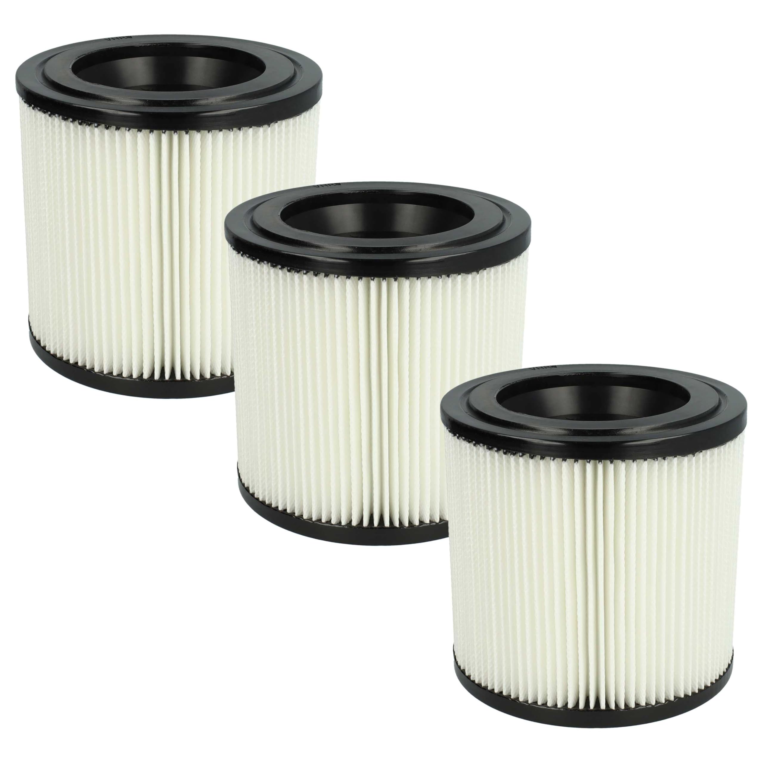 vhbw 3x filtro a pieghe piatte compatibile con Kärcher NT 22/1, 48/1, 27/1 aspiratore - nero/bianco, lavabile