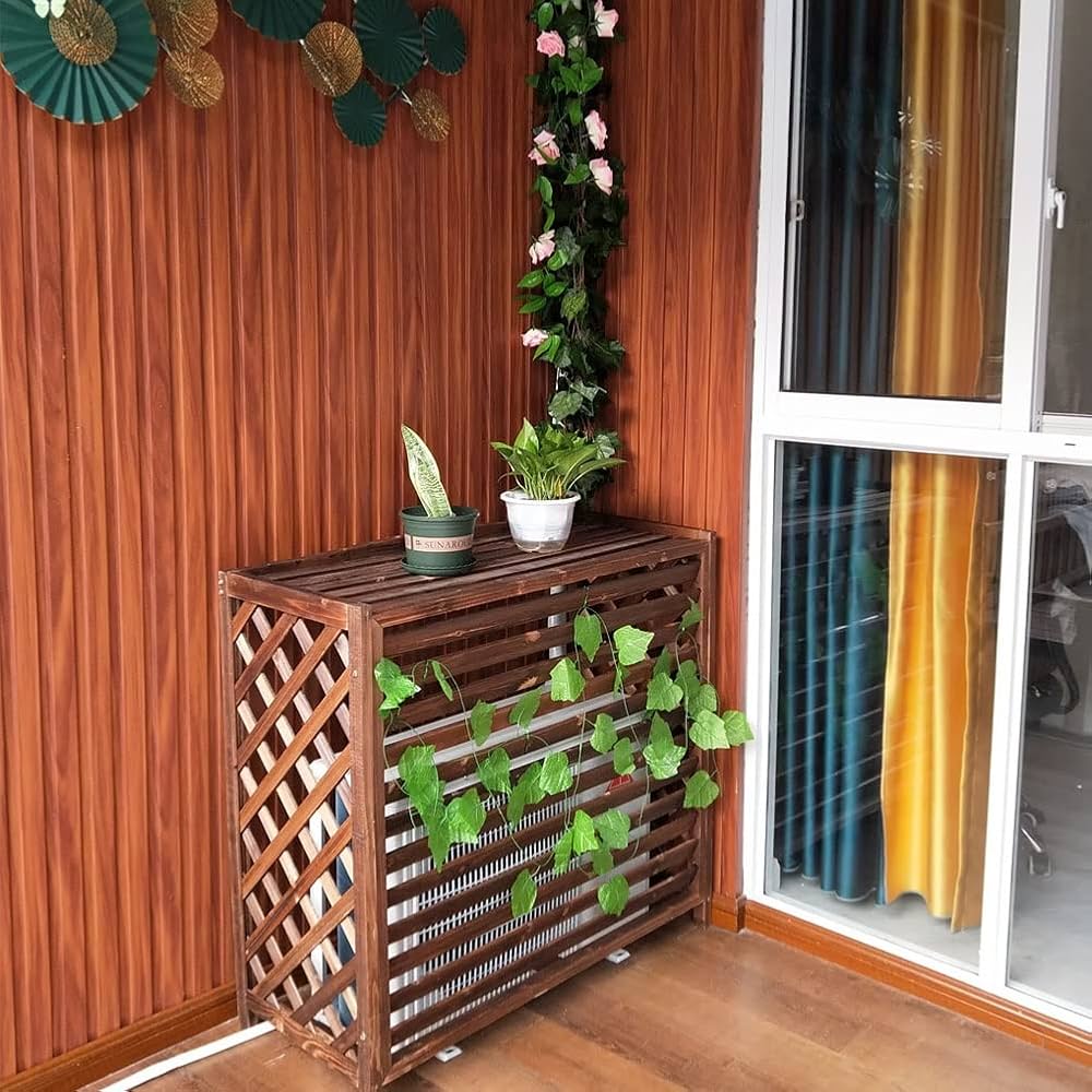 エアコン室外機カバー 幅95×奥行39×高さ87cm エアコンガード 室外機カバー エアコン室外機カバー おしゃれ 木製 幅95cm 奥行