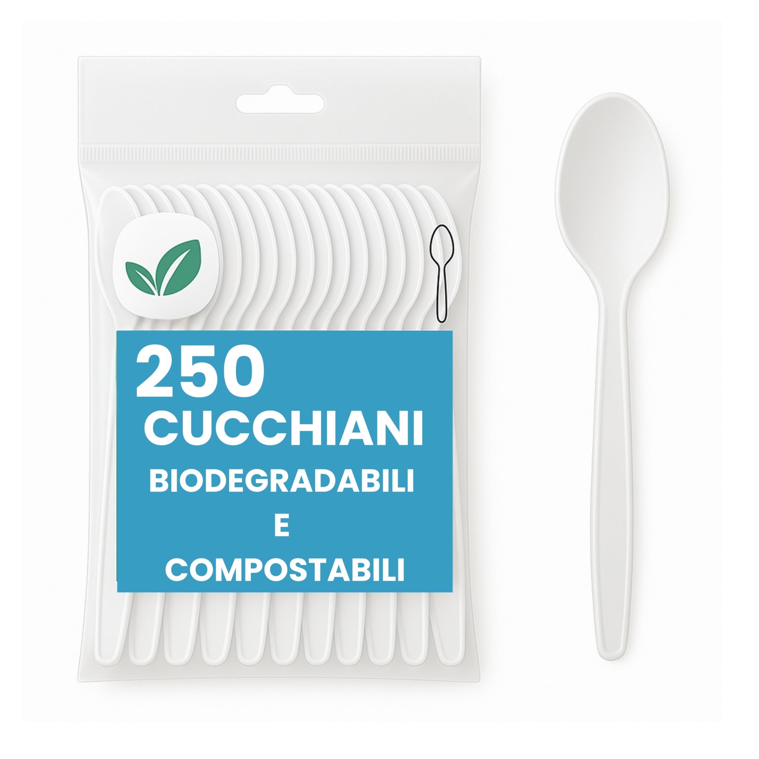 250 Cucchiaini in CPLA Riutilizzabili - Biodegradabili e Ecologici per Catering