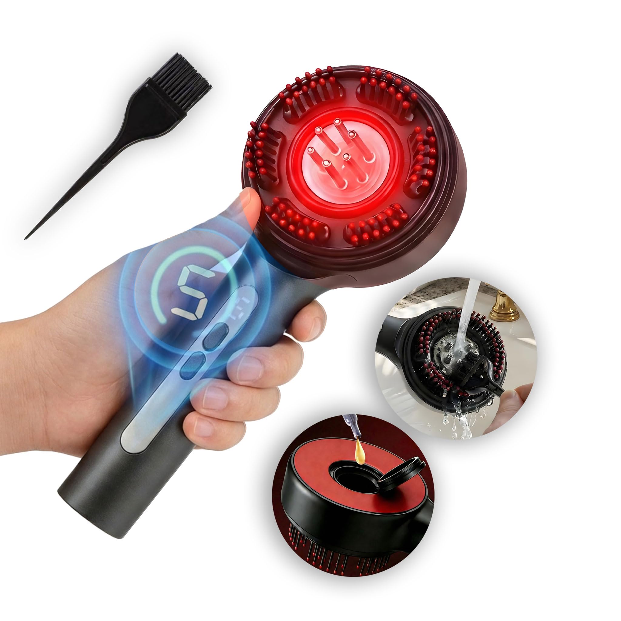 3-in-1 Scalp Massager with Oil Applicator, Electric Hair Brushes for Home Relaxation