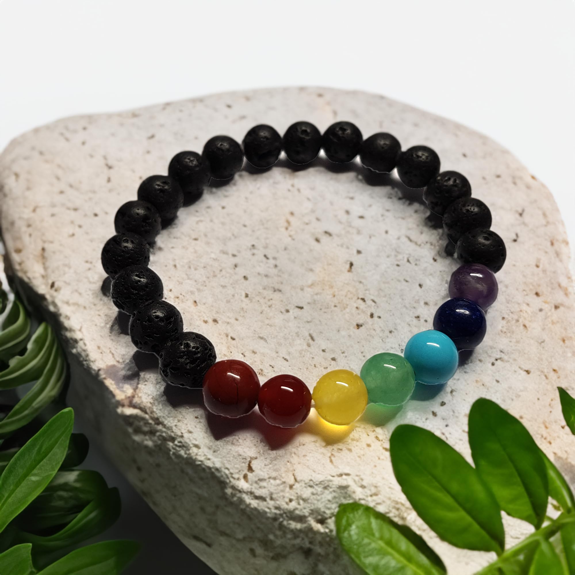 Premium Chakra Steine Set mit Armband – Handgefertigte 7 Edelsteine – Natursteine in edler Holzbox – Chakra Heilsteine Set für spirituelles Gleichgewicht und Energiearbeit - Worry Stones