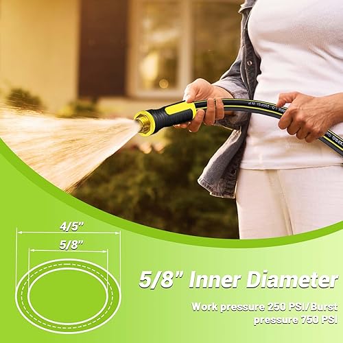 Miniatura 7 de Manguera de jardín de 50 pies  Manguera de agua de goma de 3 capas de alta calidad de 58 pulgadas  Innovación flexible híbrida ligera manguera de