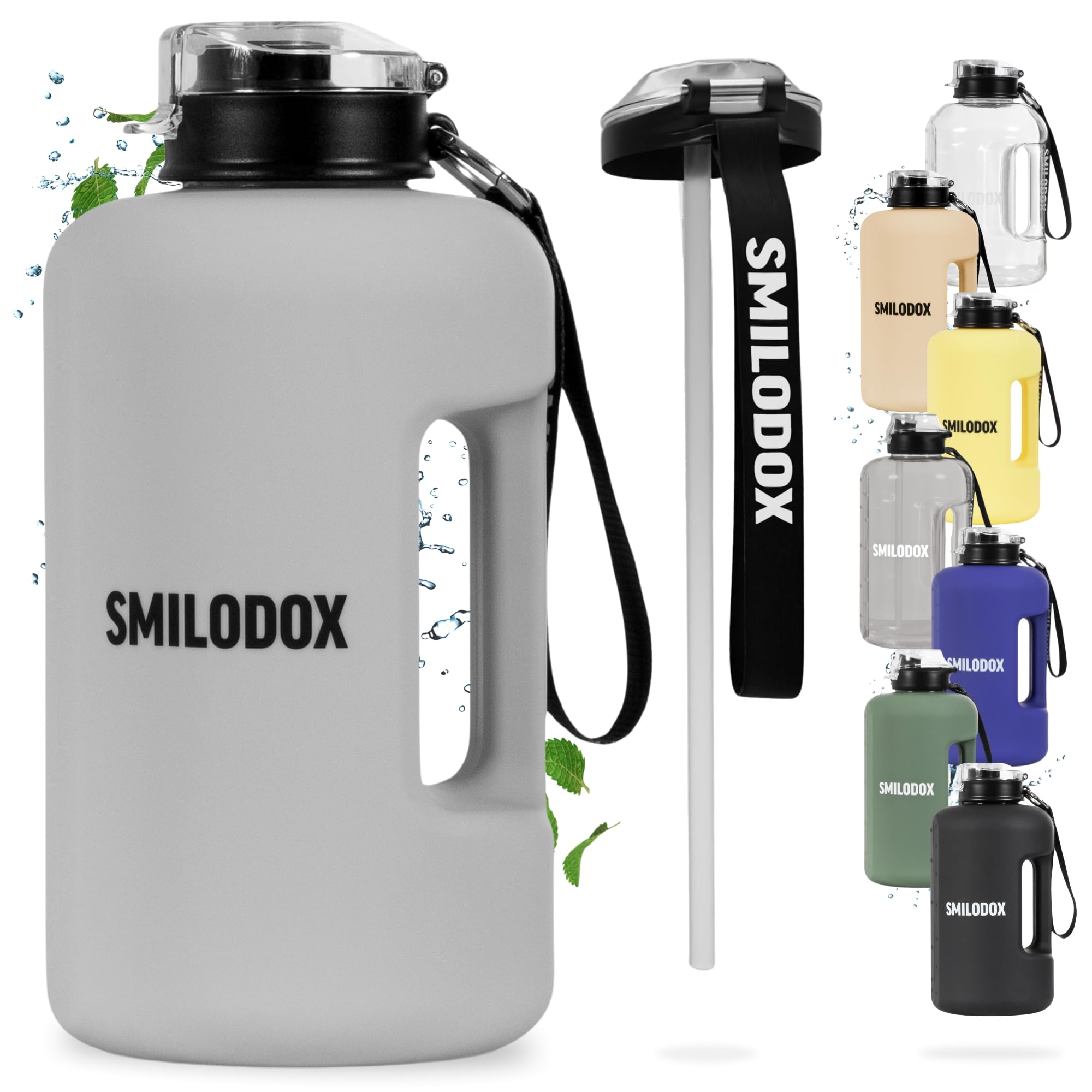 Isolierte Edelstahl-Wasserflasche Mit Strohhalm – 900 Ml, Auslaufsicher, Grauer Totenkopf