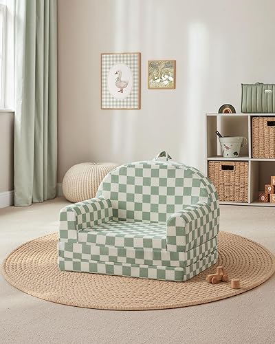 Miniatura 7 de Blissful Diary Sofá plegable para niños pequeños, silla y tumbona cómoda 2 en 1 para leer, sala de juegos, sofá para niños y niñas, regalo de