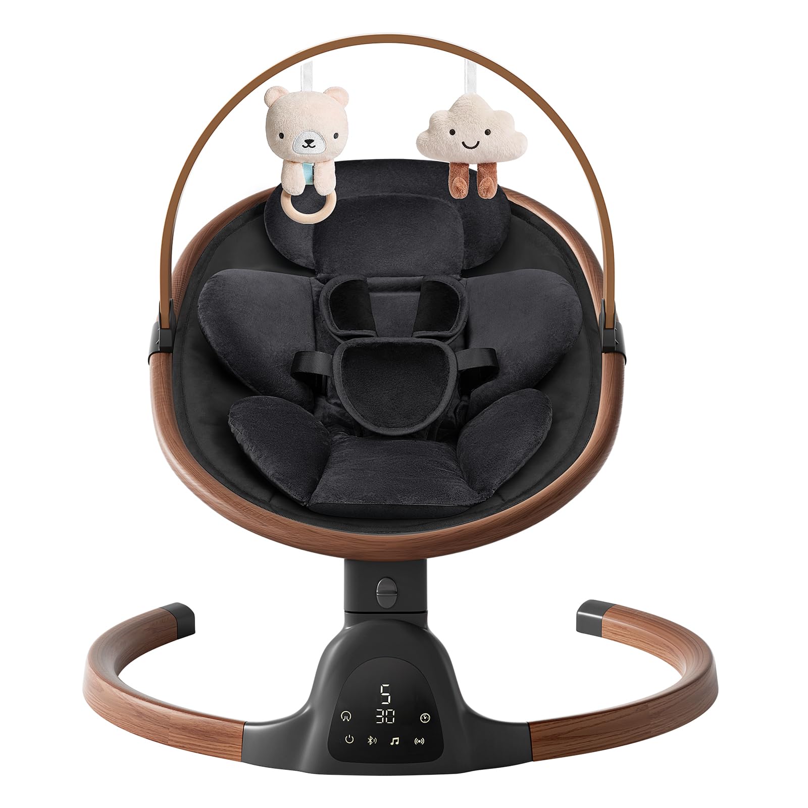 Baby Swings for Infants, Electric Infant Swing with 5 Speed Modes, 5-Point Harness, 3 Timer Settings, Built-in Lullabies & Bluetooth, Portable Modern
