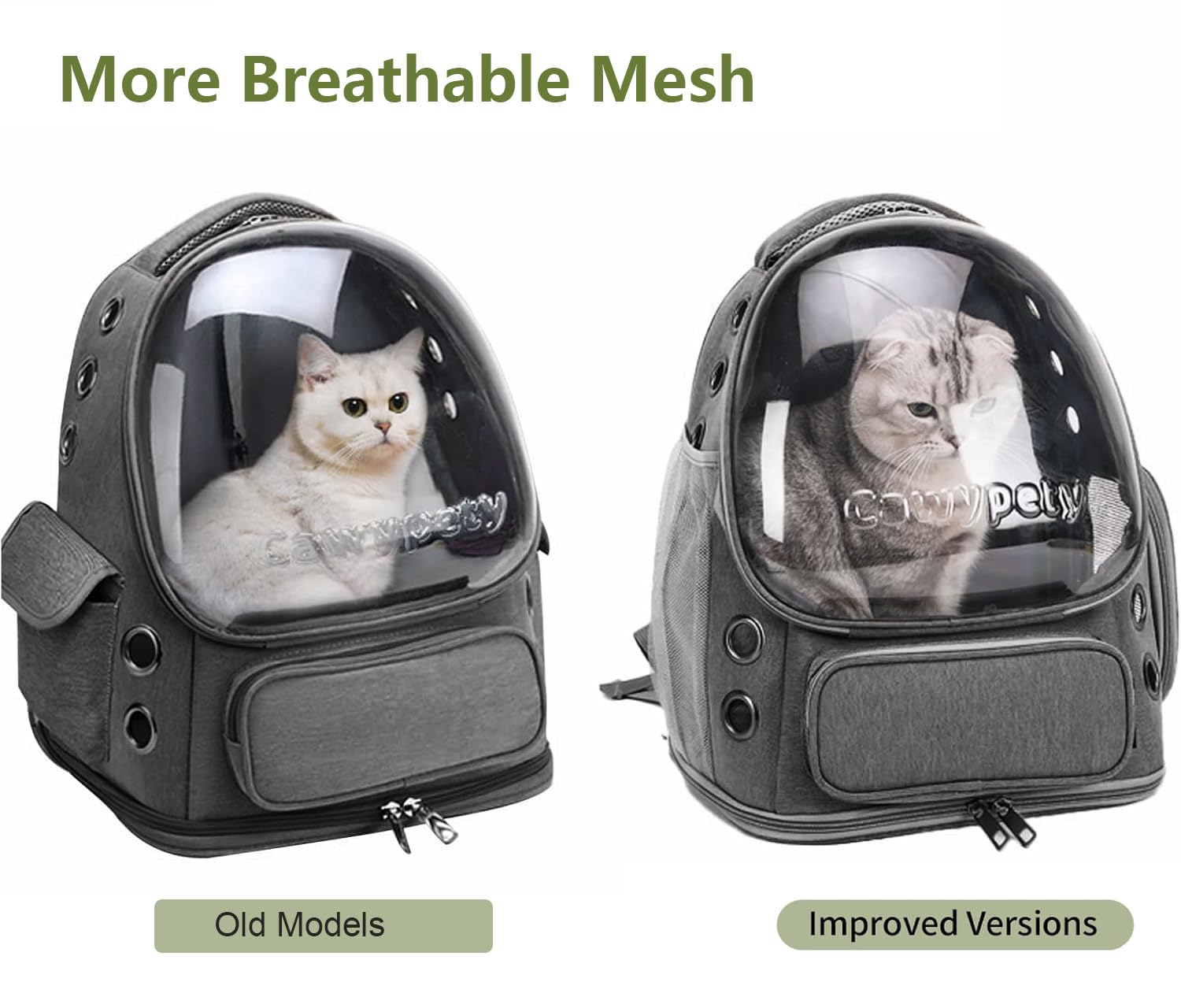 Cawypety Mochila transportadora para gatos, transpirable, con burbujas de espacio grande, para gatitos, perros pequeños de hasta 12 libras, transparente y plegable para viajes, senderismo