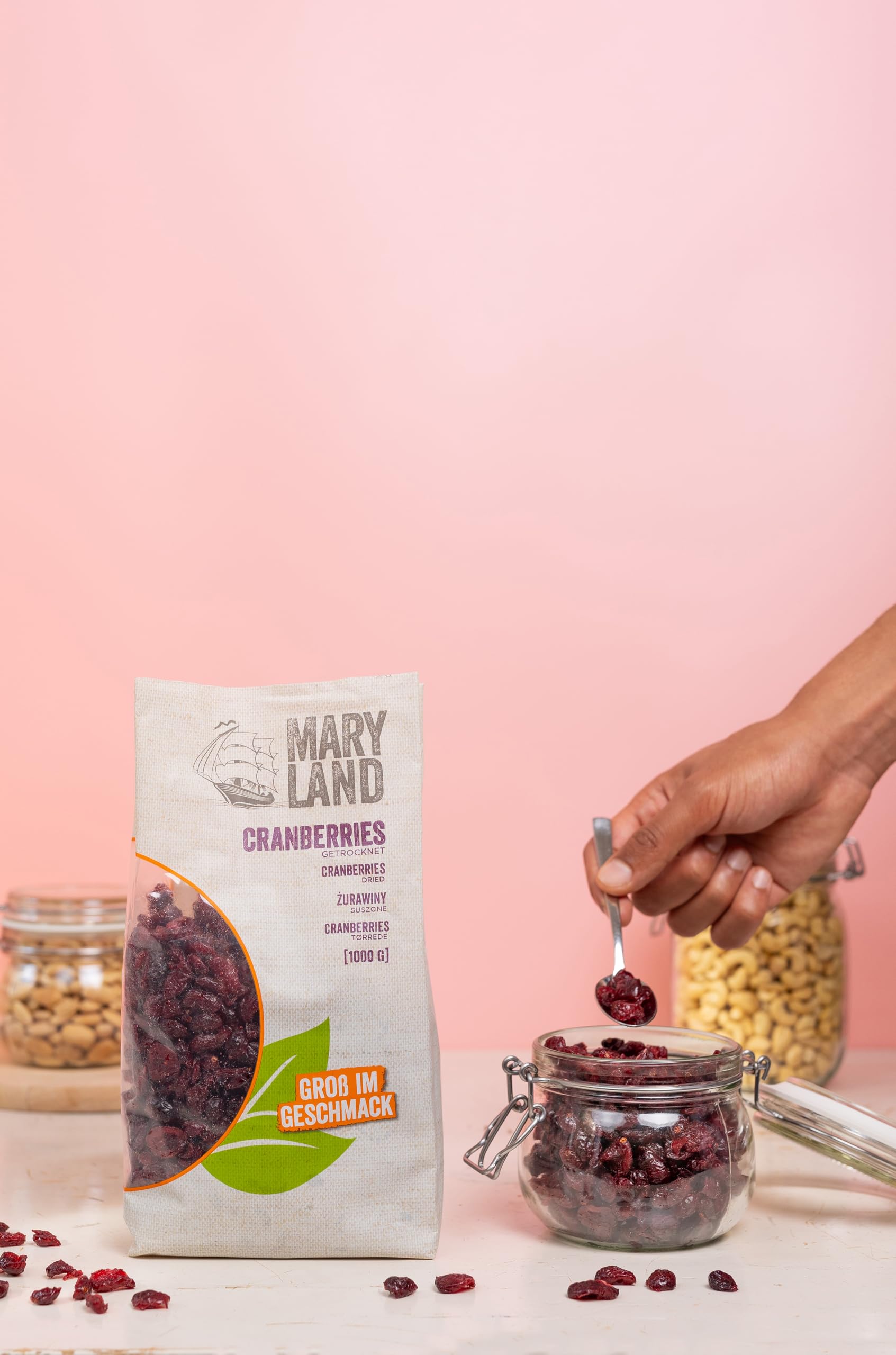 Maryland Cranberries (ganze) 1000g Vorratspackung 4er Pack – Getrocknete Cranberries – Perfekt zum Backen oder Snacken (4 x 1000g)